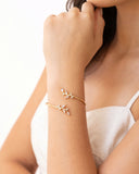 Bracelete Folhas Cristal Banhado a Ouro 18K