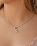 Gargantilha Elos Cereja Cravejado Cristal Ródio Branco - 45 cm