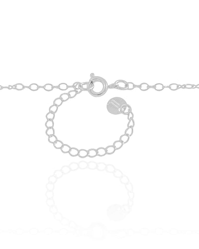 Colar Elos Cereja Cravejado Cristal Ródio Branco - 45 cm