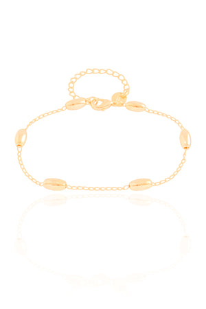 Pulseira Elos Gomos Lisos 4 mm Banhado a Ouro 18K