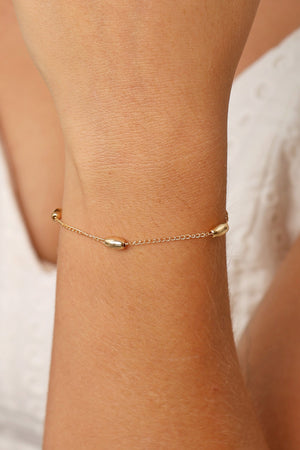 Pulseira Elos Gomos Lisos 4 mm Banhado a Ouro 18K