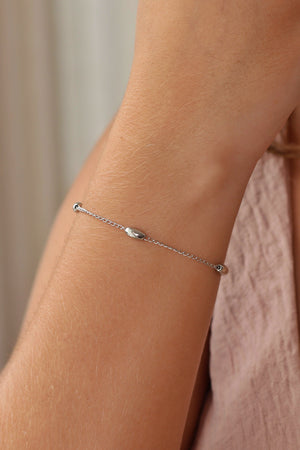 Pulseira Elos Gomos Lisos 4 mm Ródio Branco