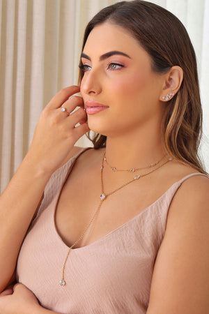Ear Cuff Pontos de Luz Cristal 2.0 cm Banhado a Ouro 18K