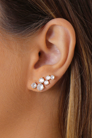 Ear Cuff Pontos de Luz Cristal 2.0 cm Banhado a Ouro 18K