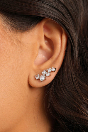 Ear Cuff Pontos de Luz Cristal 2.0 cm Ródio Branco