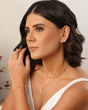 Brinco Argola Click Oval Cristal 1.3 cm Banhado a Ouro 18K