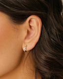 Brinco Argola Click Oval Cristal 1.3 cm Banhado a Ouro 18K