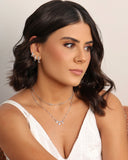 Brinco Argola Click Estrelas Cravejada Cristal 1.4 cm Ródio Branco