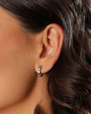 Brinco Argola Click Estrelas Cravejada Cristal 1.4 cm Ródio Branco