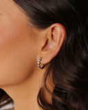 Brinco Argola Click Estrelas Cravejada Cristal 1.7 cm Ródio Branco