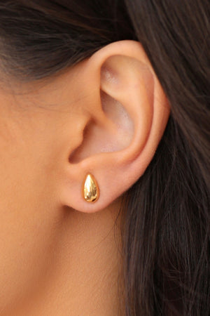 Brinco Gota Lisa 1.0 cm Banhado a Ouro 18K