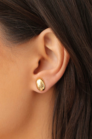 Brinco Oval Liso 1.2 cm Banhado a Ouro 18K