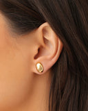 Brinco Oval Liso 1.2 cm Banhado a Ouro 18K