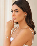 Pulseira Elos Pomba da Paz Ponto de Luz Cristal Ródio Branco