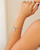 Pulseira Elos Pomba da Paz Ponto de Luz Cristal Ródio Branco
