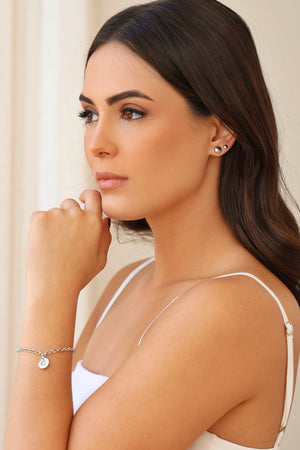 Brinco Redondo Liso 8 mm Ródio Branco