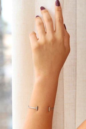 Bracelete Palitos Lisos Ródio Branco