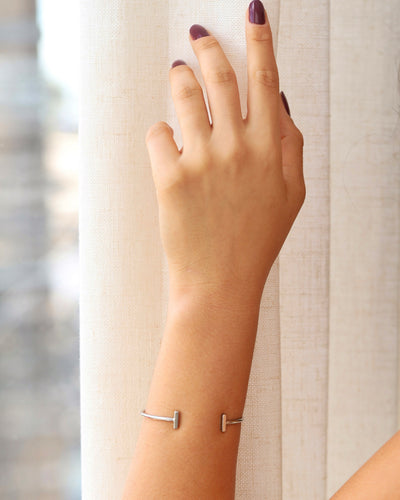 Bracelete Palitos Lisos Ródio Branco