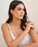 Pulseira Dupla Elos Pérolas Banhado a Ouro 18K