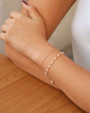 Pulseira Dupla Elos Pérolas Banhado a Ouro 18K