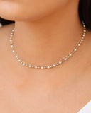 Gargantilha Dupla Elos Pérolas Banhado a Ouro 18K