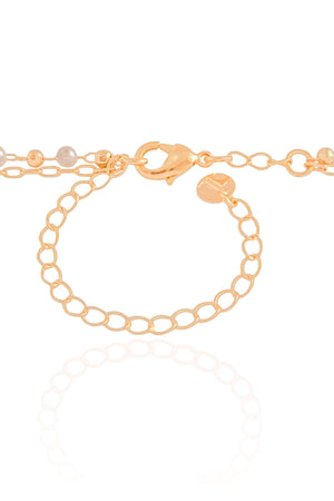 Gargantilha Dupla Elos Pérolas Banhado a Ouro 18K