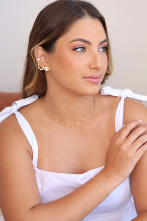 Choker Veneziana Pontos de Luz Cristal Banhado a Ouro 18K