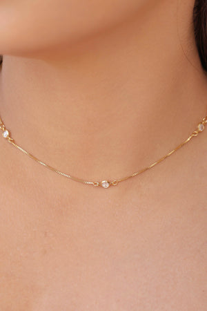 Choker Veneziana Pontos de Luz Cristal Banhado a Ouro 18K