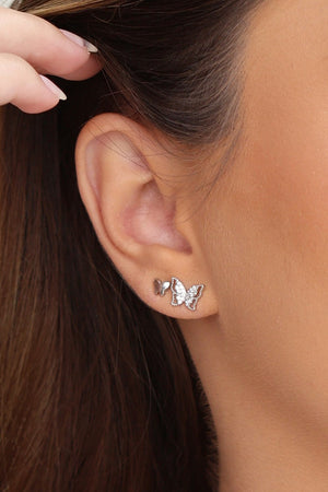 Brinco Borboleta Lisa 5 mm Ródio Branco