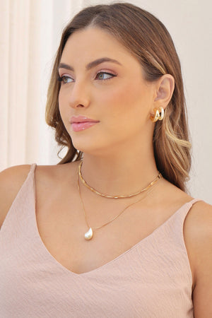 Brinco Argola Tubo Lisa ABS 2.1 cm Banhado a Ouro 18K