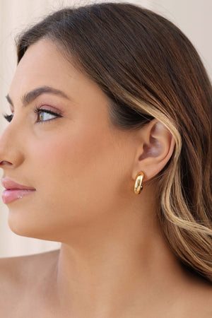 Brinco Argola Tubo Lisa ABS 2.1 cm Banhado a Ouro 18K