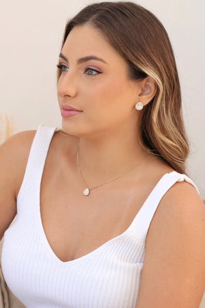 Brinco Gota Cravejado Cristal 1.5 cm Banhado a Ouro 18K