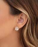 Brinco Gota Cravejado Cristal 1.5 cm Banhado a Ouro 18K