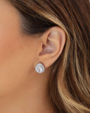 Brinco Gota Cravejado Cristal 1.5 cm Ródio Branco