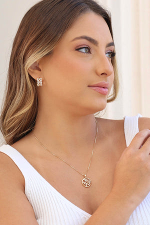 Gargantilha Veneziana Árvore da Vida Cravejada Cristal Banhado a Ouro 18K - 45 cm