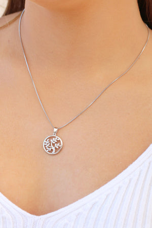 Gargantilha Veneziana Árvore da Vida Cravejada Cristal Ródio Branco - 45 cm