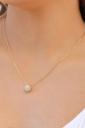 Gargantilha Veneziana Redondo Cravejado Cristal Banhado a Ouro 18K - 45 cm