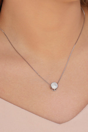 Gargantilha Veneziana Redondo Cravejado Cristal Ródio Branco - 45 cm