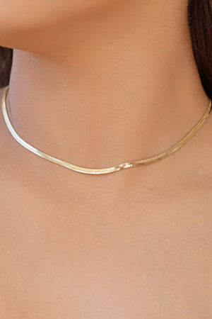 Choker Malha Fita 3 mm Banhado a Ouro 18K