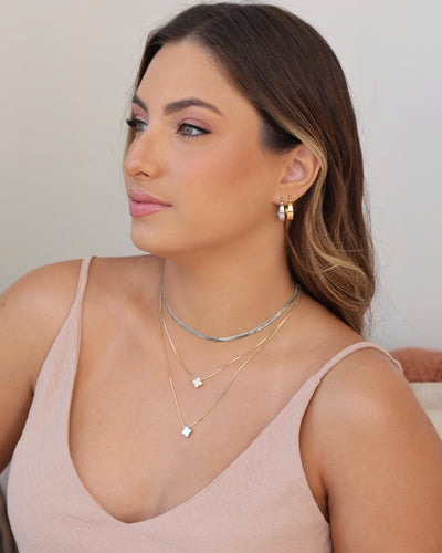 Choker Malha Fita 3 mm Ródio Branco - 33 cm