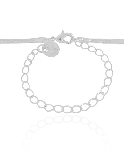 Choker Malha Fita 3 mm Ródio Branco - 33 cm