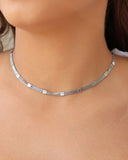 Choker Veneziana Tripla Detalhada Ródio Branco