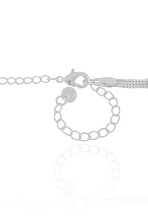 Choker Veneziana Tripla Detalhada Ródio Branco