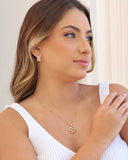 Brinco Argola Click Detalhada Baguetes Cristal 1.5 cm Banhado a Ouro 18K