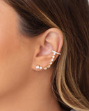 Ear Line Pontos de Luz Cristal Banhado a Ouro 18K