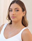 Brinco Argola Click Cravejado Cristal 1.4 cm Ródio Branco