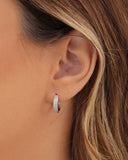 Brinco Argola Click Cravejado Cristal 1.4 cm Ródio Branco