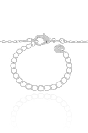 Gargantilha Elos Trevo Riscado e Madrepérola Ródio Branco - 50 cm