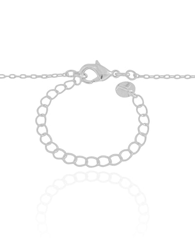 Colar Elos Trevo Riscado e Madrepérola Ródio Branco - 50 cm