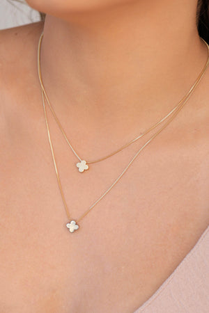 Gargantilha Dupla Trevo Mix de Banhos Banhado a Ouro 18K